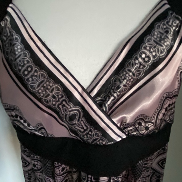 Le Chateau Vintage Black Pink Babydoll Satin Feminine Party Top- Sz-L - Picture 3 of 16